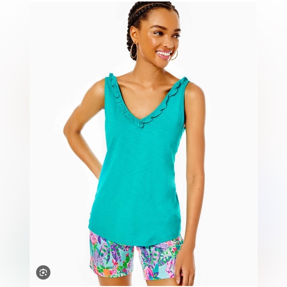 Lilly Pulitzer Tops - Lilly Pulitzer Gigi Ruffle Top - Water Lilly Green